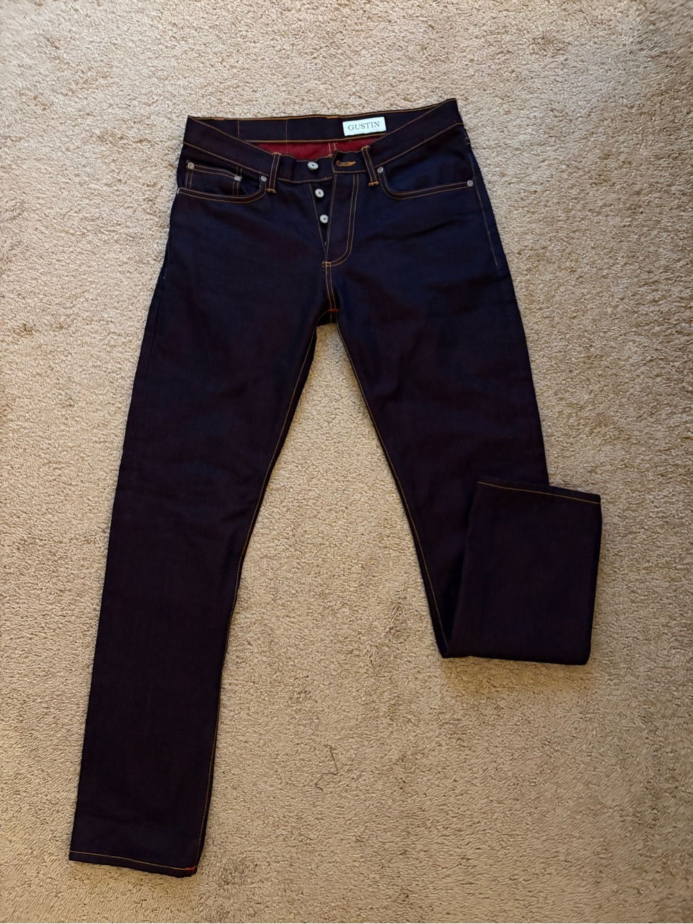 Gustin Beast Red Fire Jeans Selvedge, Classic Straight W32